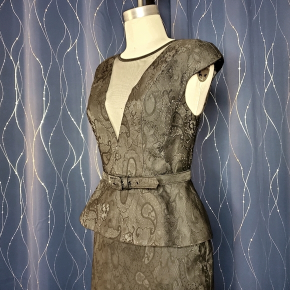 Eva Franco Black Lace Peplum Sheath Dress - Picture 1 of 5
